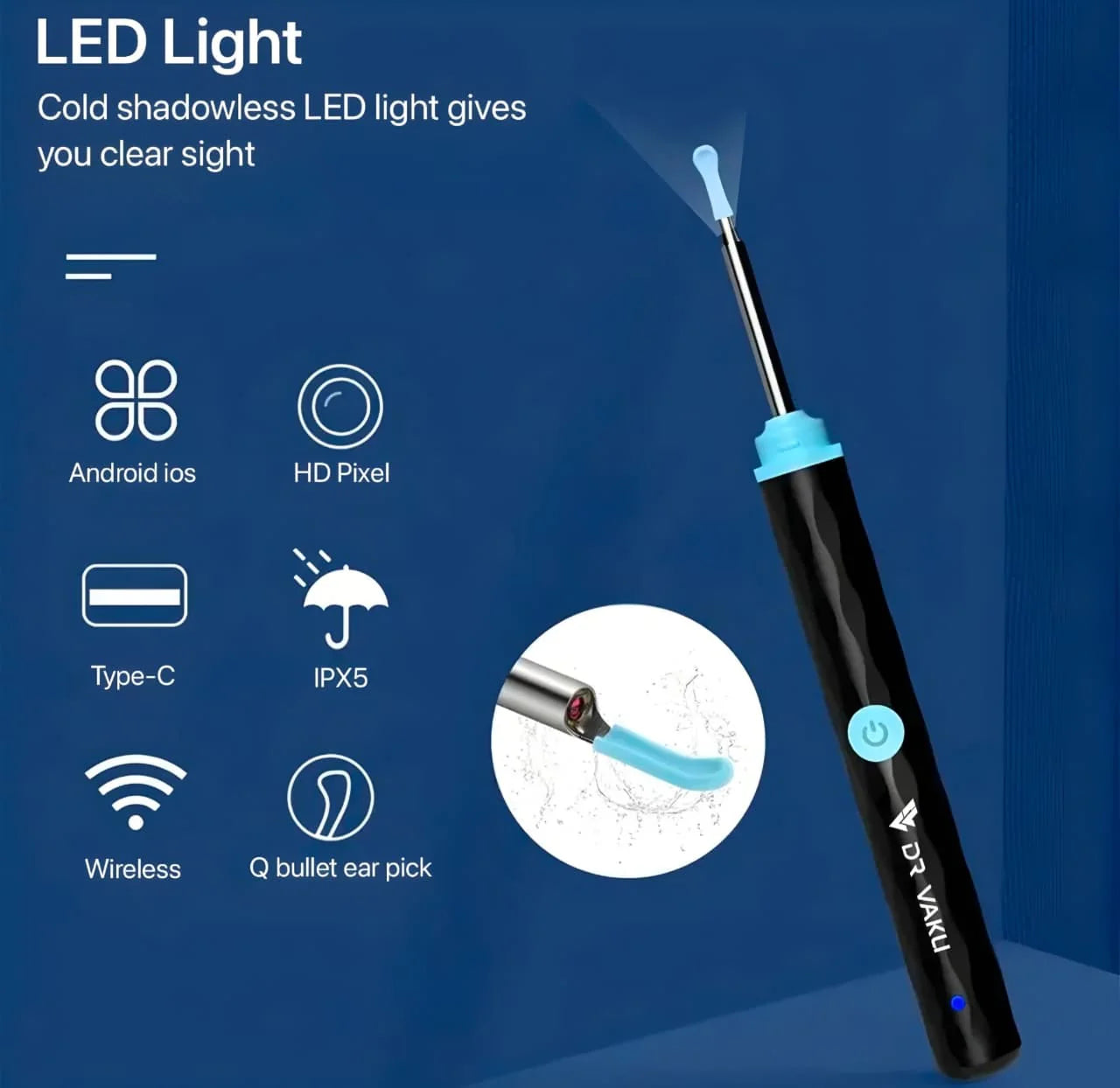 Visual Ear Cleaner – Smart Otoscope with LED Light & Ear Wax Removal Kit