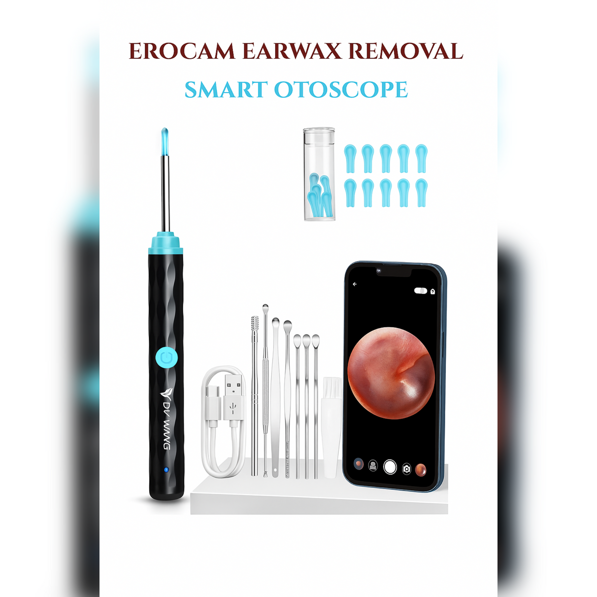 Visual Ear Cleaner – Smart Otoscope with LED Light & Ear Wax Removal Kit